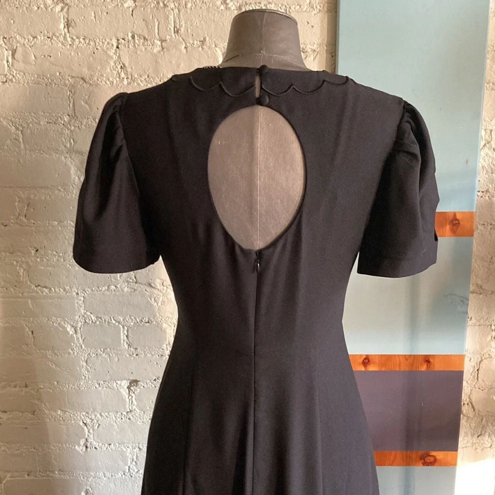 Alexa Chung Scallop Panelled black crepe maxi dress with cutouts NWT US size 6 - Picture 2 of 15